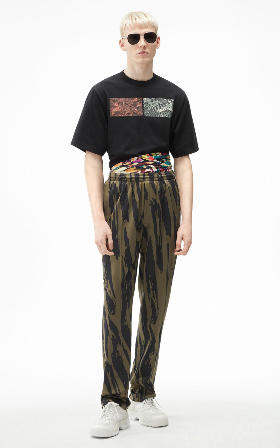 Pantalon Kenzo Pleat Camo oversize Homme Grise Clair | LXQR-08629